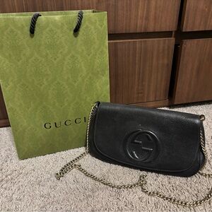 Gucci Black Crossbody Bag with Gold Chain